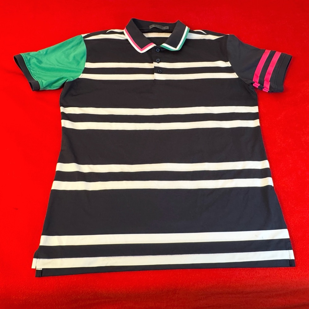 G/Force Shirt Mens Size M Favorite Stripe Tech Polo Short Sleeve EUC